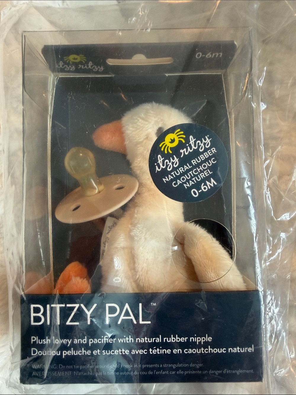 Itzy Ritzy Bitzy Pal Plush Duck Pacifier - Cream & Orange